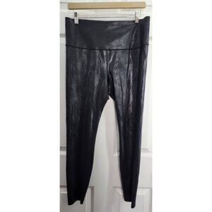 Knix Birds Papaya High Waisted Shiny Faux Leather Leggings Black Large